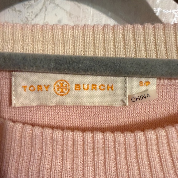 Tory Burch Kimberly merino wool sweater featuring embellished flare cuffs.  S/P - Picture 3 of 9